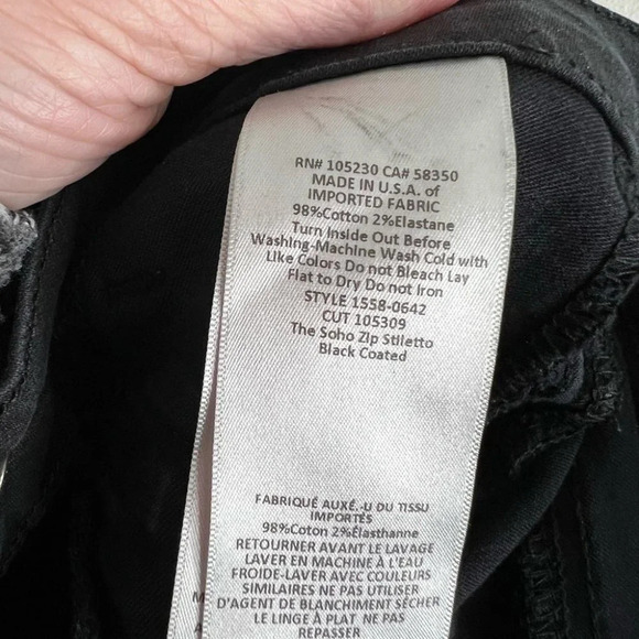 Current Elliott Black Soho Zip Stiletto Faux Leather Coated Jeans size 25 - Picture 6 of 10